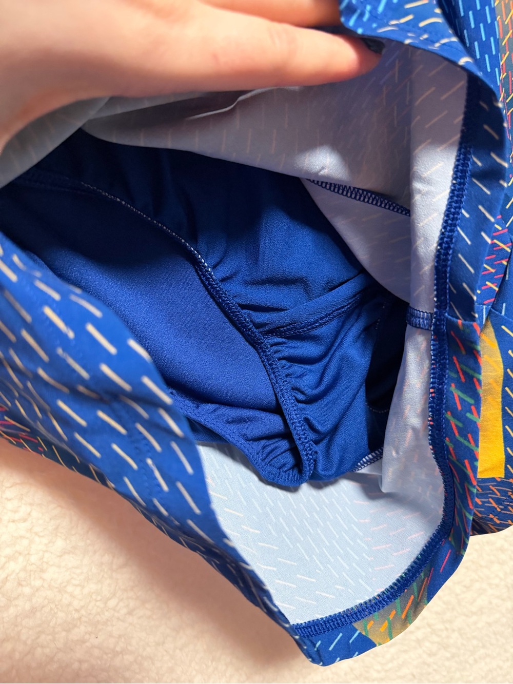 DSG High-Rise Lined Running Shorts Stride Blue Yellow Athletic Size Medium NEW - Picture 2 of 8